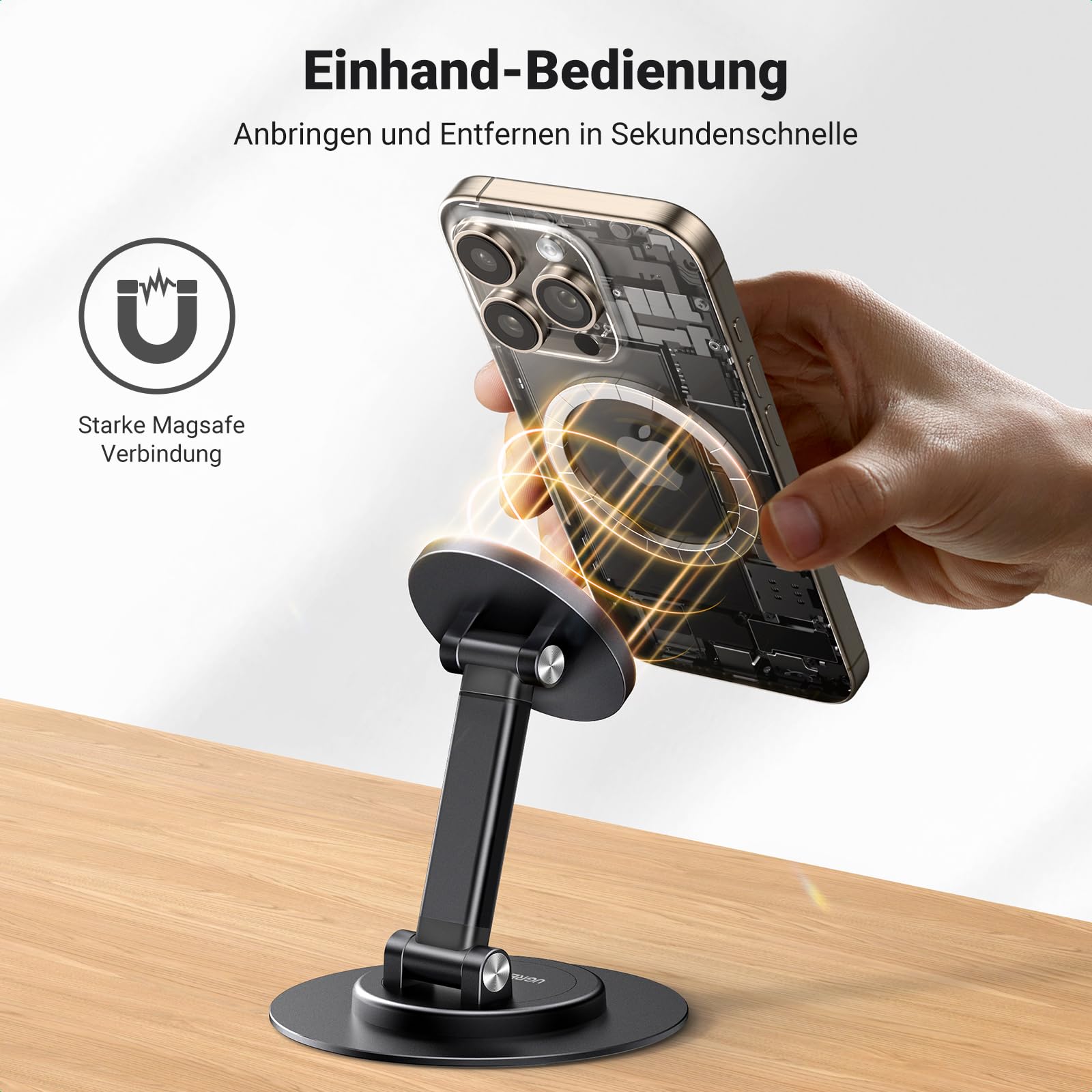 UGREEN Magnetyczny Stojak Na Telefon 360° Do iPhone 16 15 14 13 12 Pro Max — miniatura 5