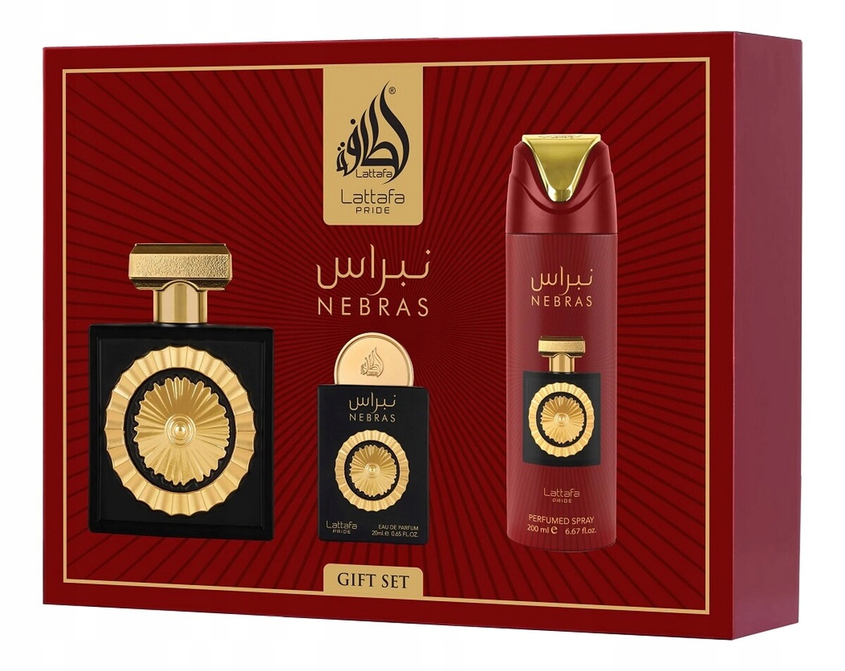Lattafa Nebras Zestaw woda perfumowana 100ml woda20ml dezodorant200ml