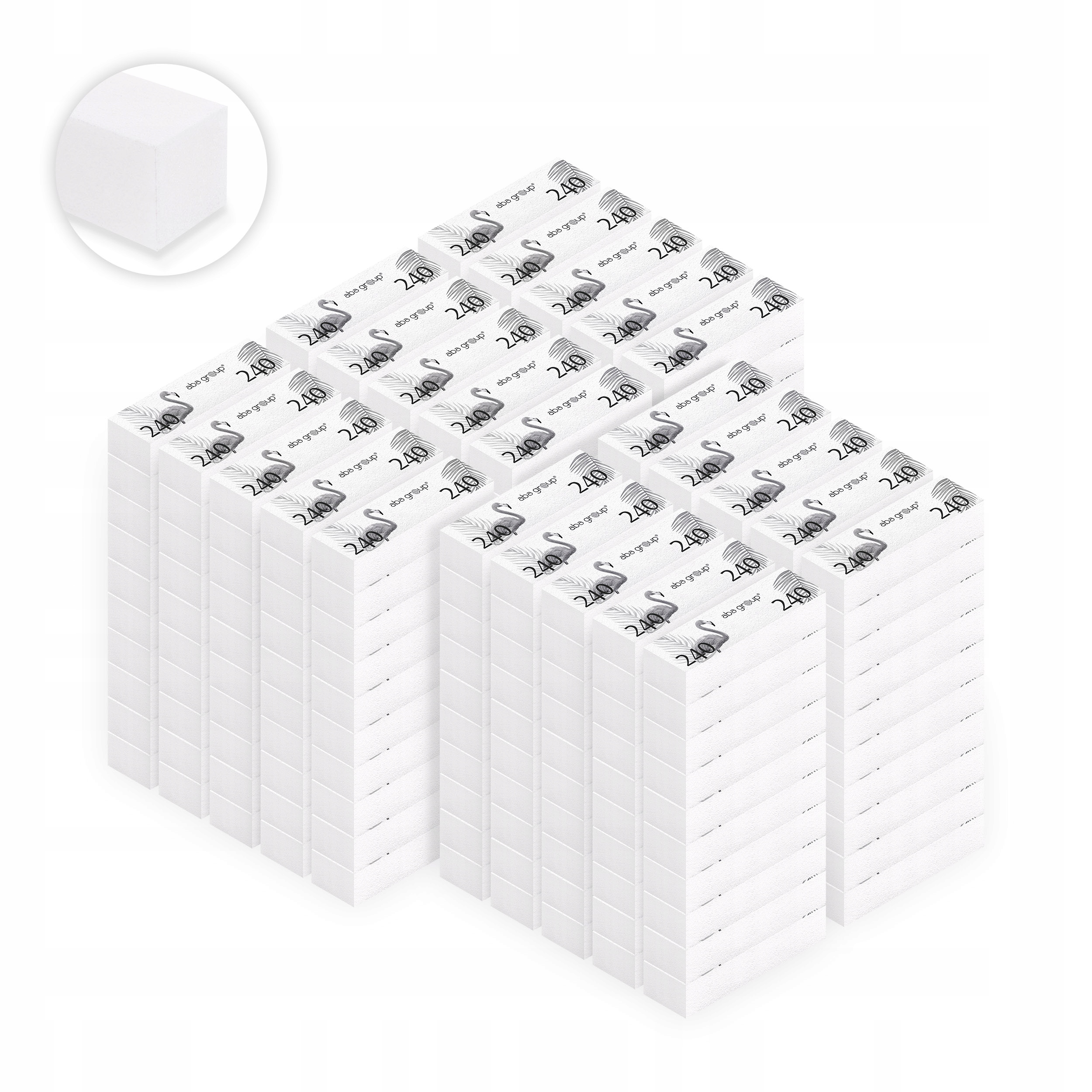 Blok Polerski 240/240 Polerka do Paznokci Biała Aba Group Zestaw