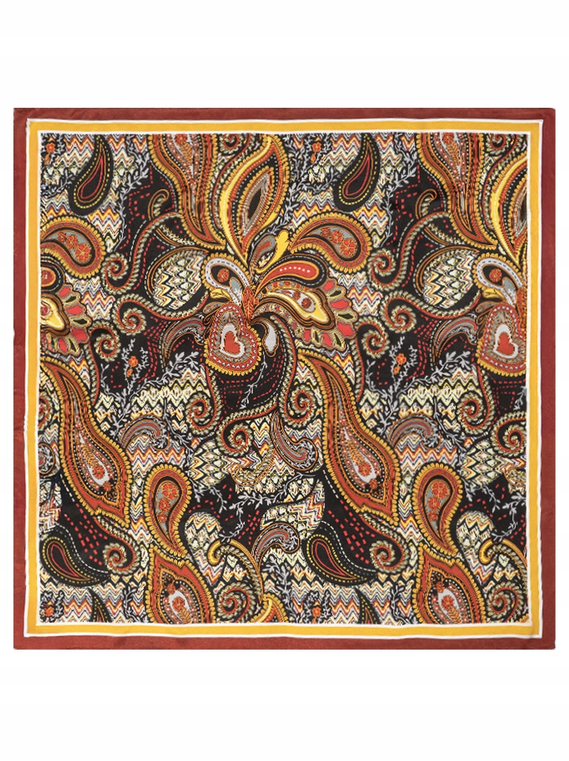 Hedvábná šála Velká šála Elegantní šála Barevný Paisley 90x90