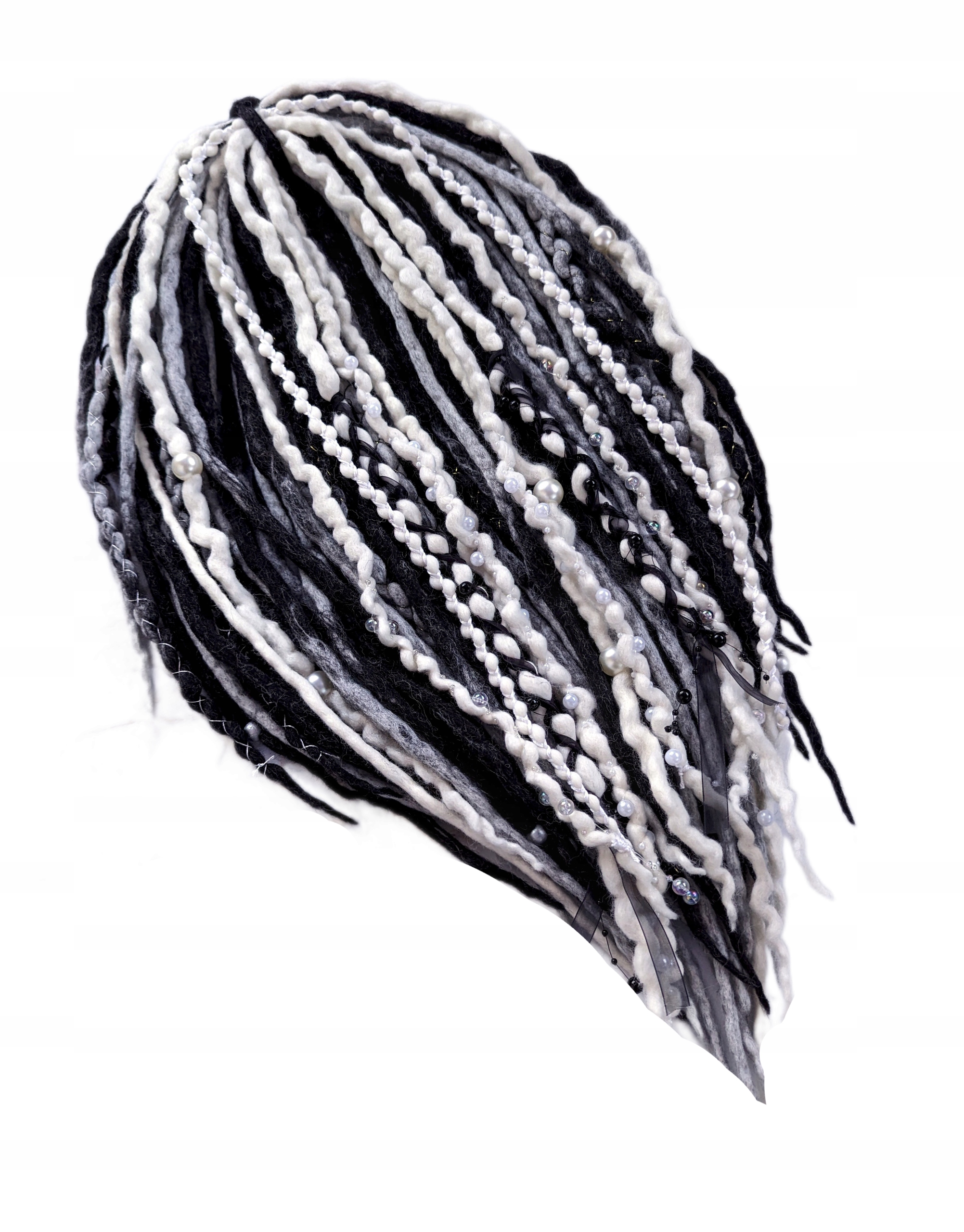 Vlněné pastelky Dredy, bílá šedá černá, Měsíční Prach, 40 kusů