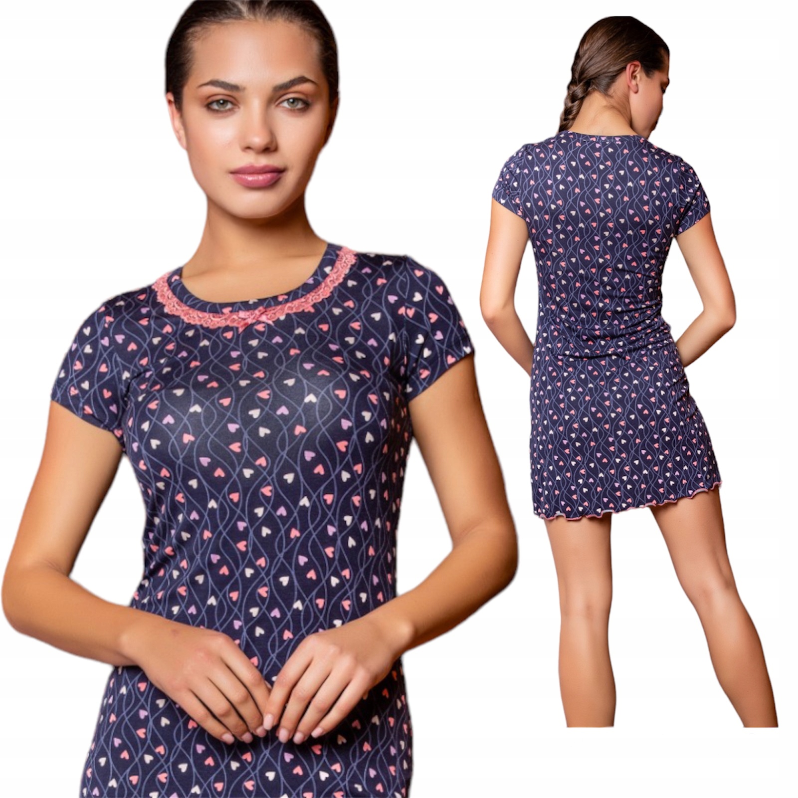 

Koszula Nocna Z Wiskozy Krotki Rękaw