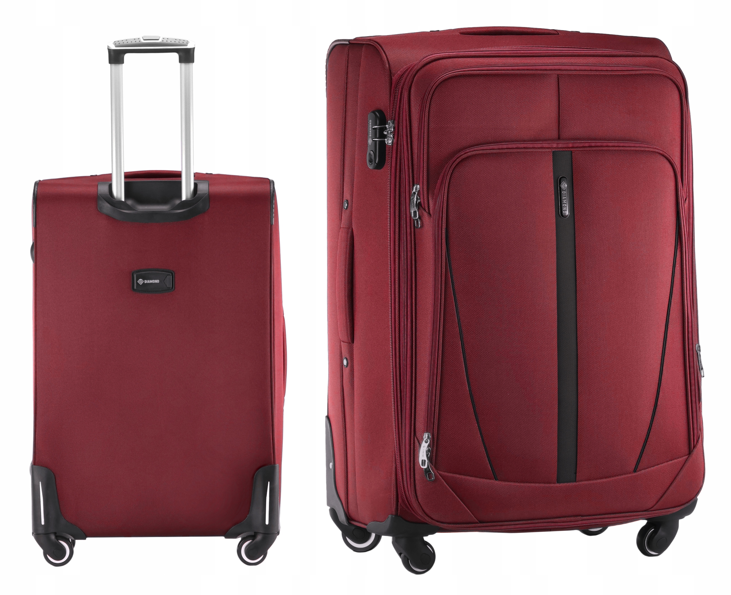 Velký Cestovní Kufr Na Kolečkách Diamond Červený Měkký XL 28" C330