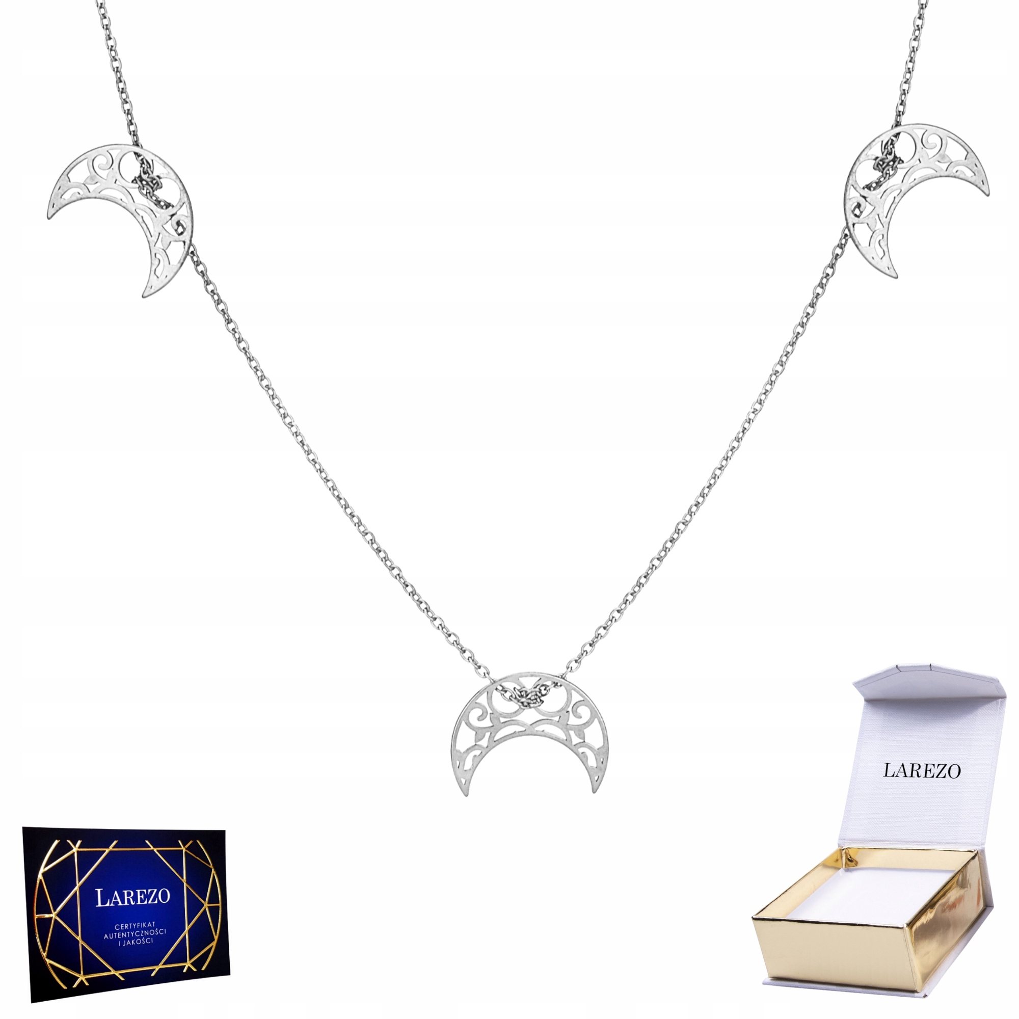 Stříbrný Náhrdelník Celebritka 925 s Měsícem Ažurový Měsíc Srpek