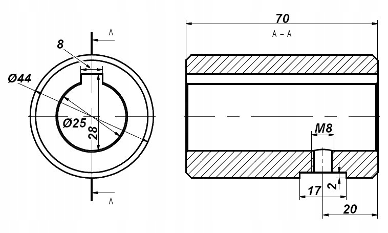 TULEJA SPAWALNA NA WAŁEK 25x70 DO SILNIKA BMR SMR Producent części Mizar