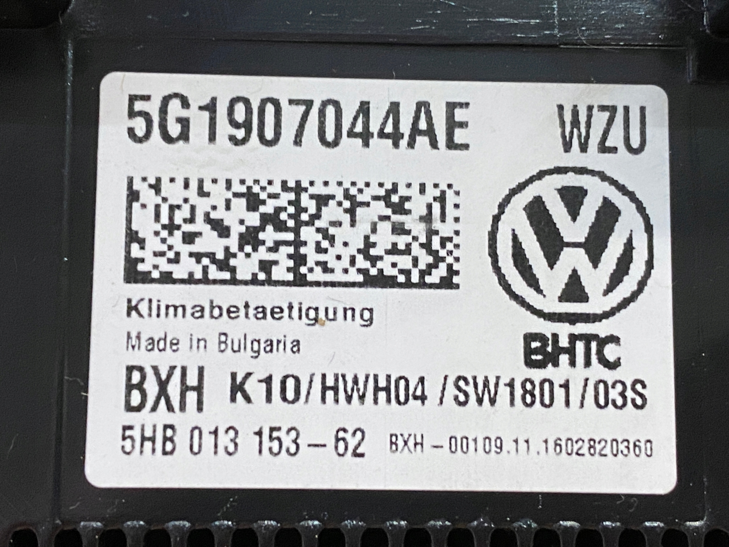 VW GOLF VII TOURAN 5T Unite commande clima 5G1907044AE