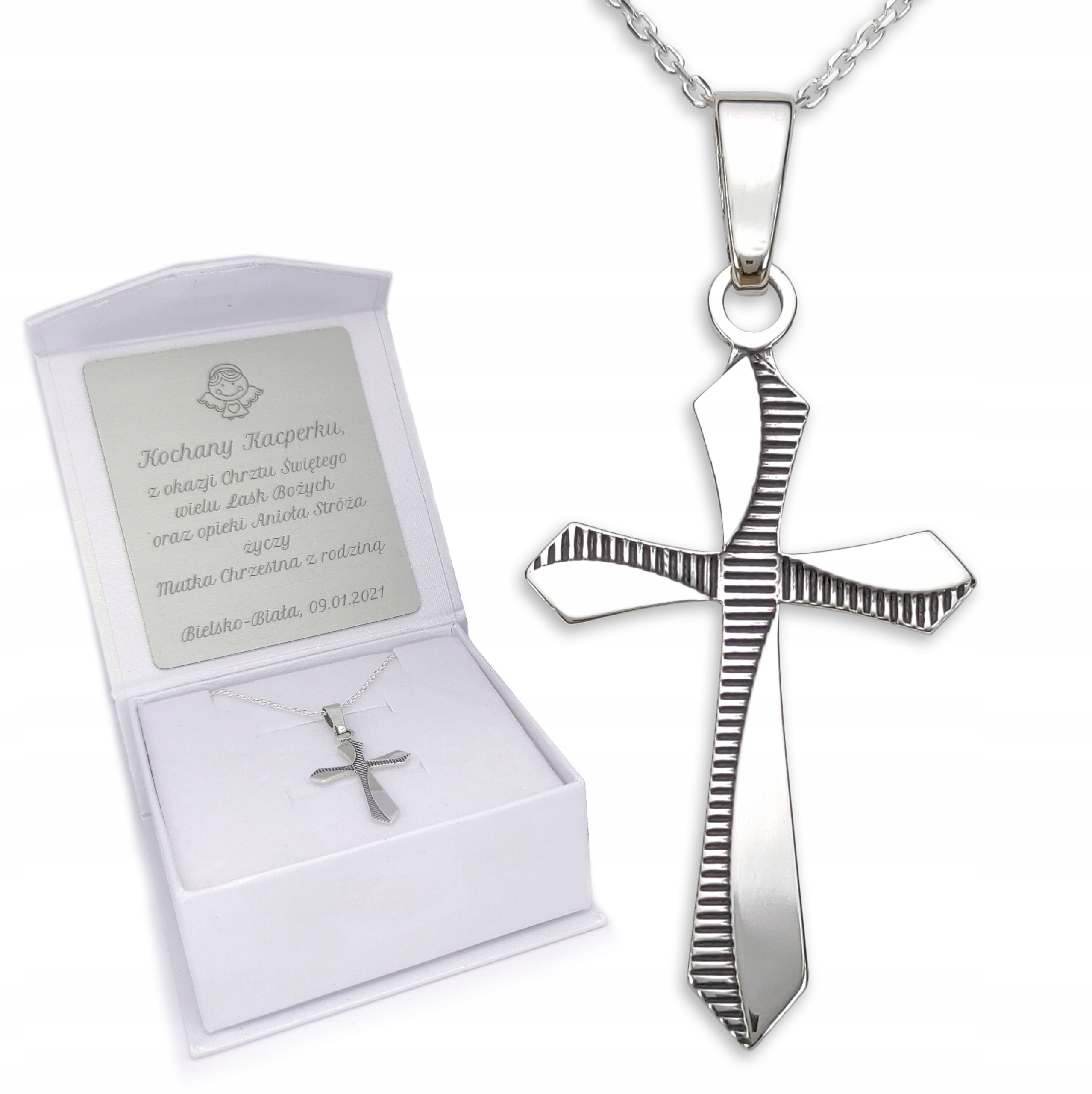 

Krzyżyk srebro dla chłopca pamiątka Komunii Chrztu