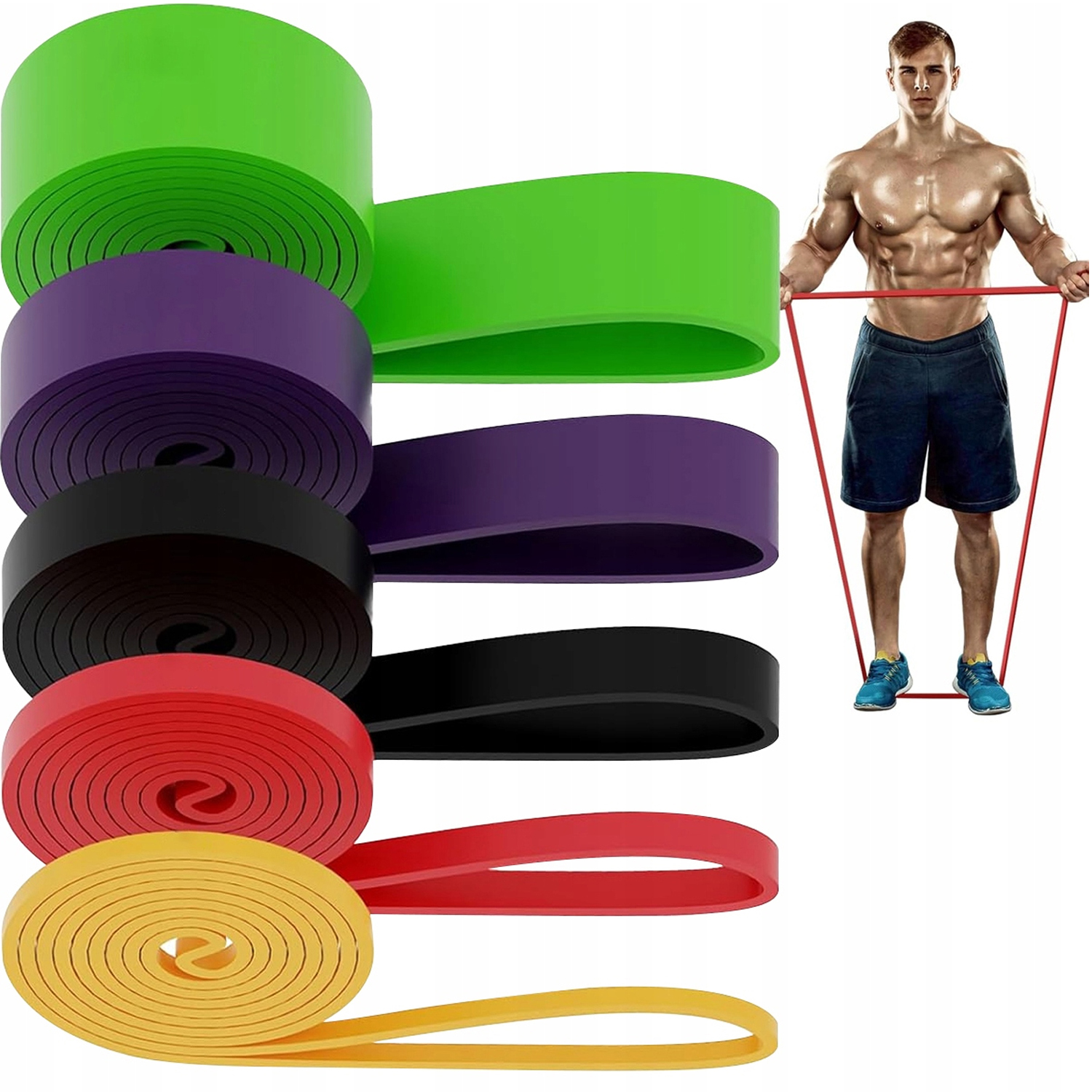 Gumy Do Ćwiczeń Oporowe Taśmy Fitness Zestaw Gum Power Band 5 Szt