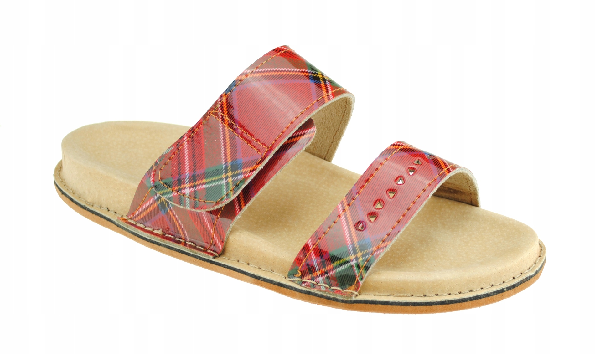 

Klapki skórzane Fusbet, Dwa Paski, Kratka 40