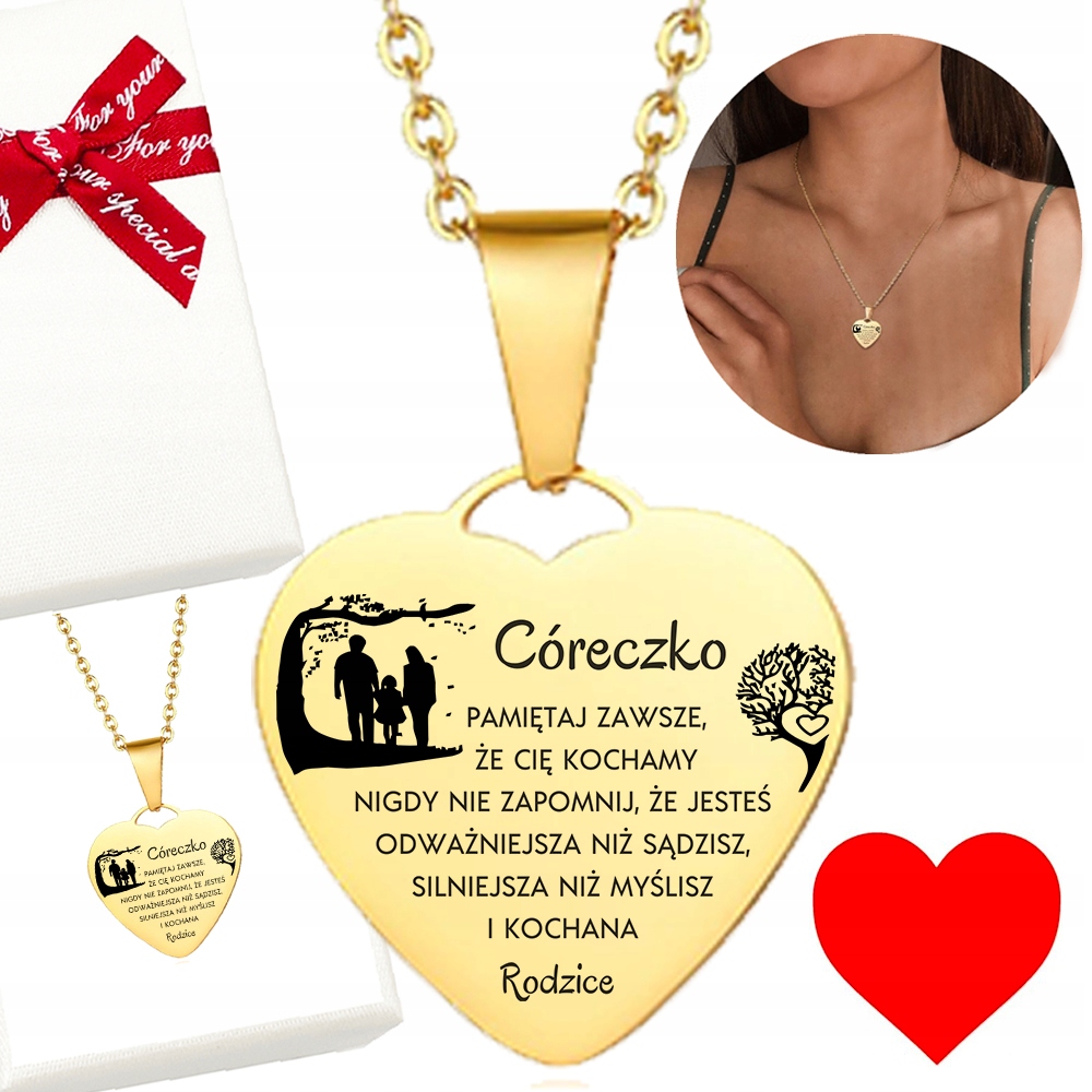 

Dla Córki Naszyjnik Serce Z Dedykacją