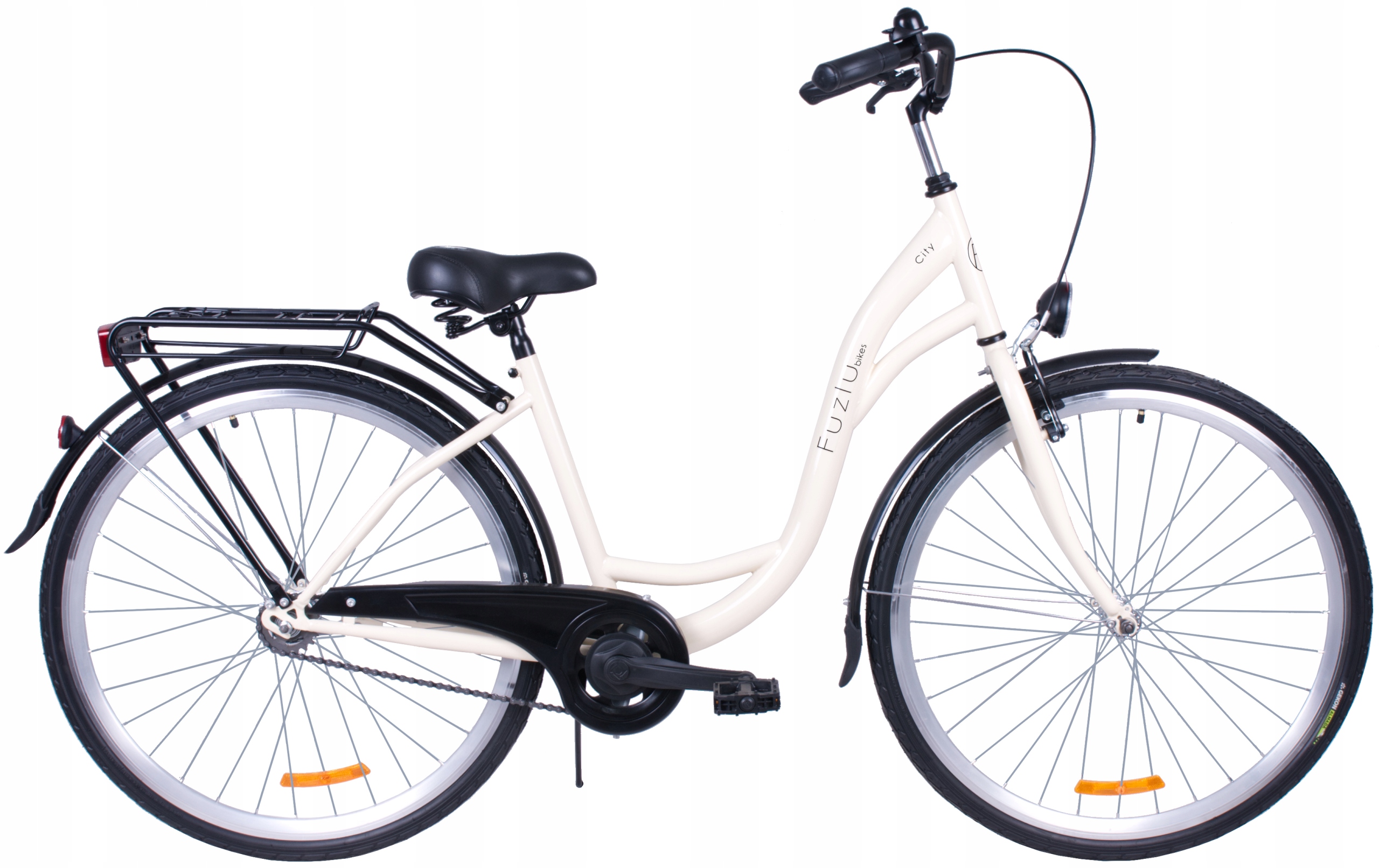 Rower miejski 28 Fuzlu City S1 kremowo-czarny