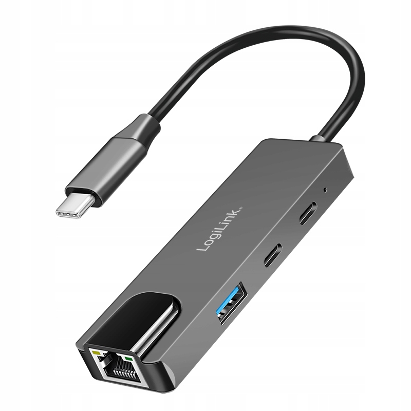 HUB USB 3.2 Gen1 kartą sieciową RJ45 2.5GbE 3 porty USB-C Ethernet LogiLink