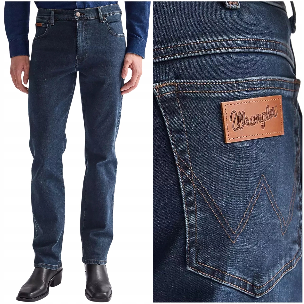 Wrangler Texas Blue Oxide klasické tmavě rovné džínové kalhoty W31 L34