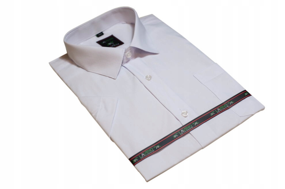 40/41 Elegancka koszula męska BIAŁA bawełna krótki Model LAVIINO-KR54/klasyczna-elegancka-casual