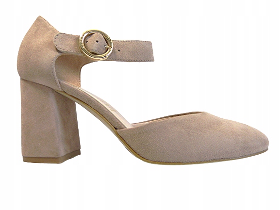 Boty Sala 37 Pohodlné na sloupku, zapínání béžové, plná špička, stabilní