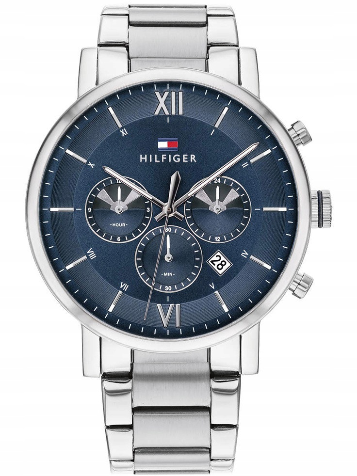 Pánské Hodinky Tommy Hilfiger 1710409 Stříbrná Datumovka 50 M Na Den Chlapců