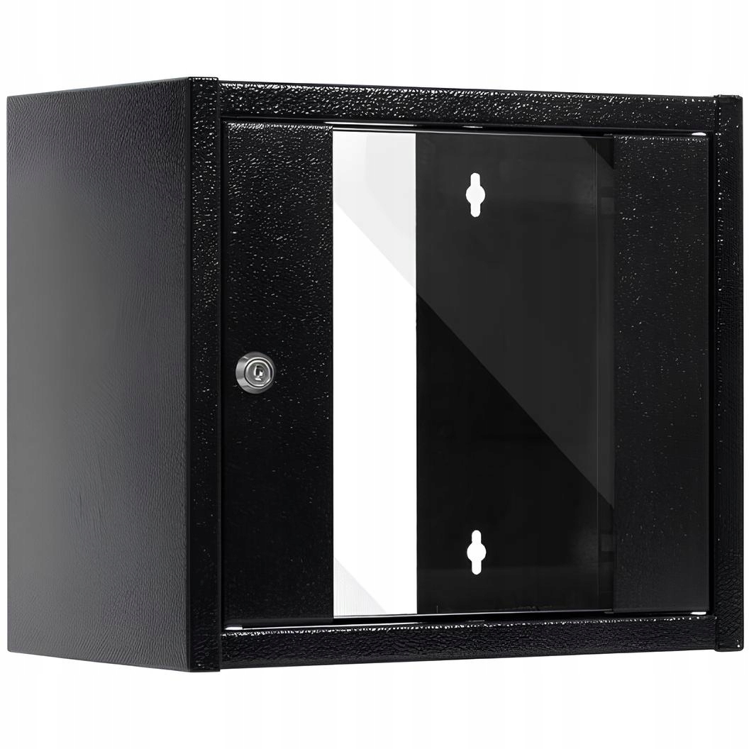Szafa Wisząca Rack 10'' 6U 300mm Rackowa Złożona Szklane Drzwi Czarna