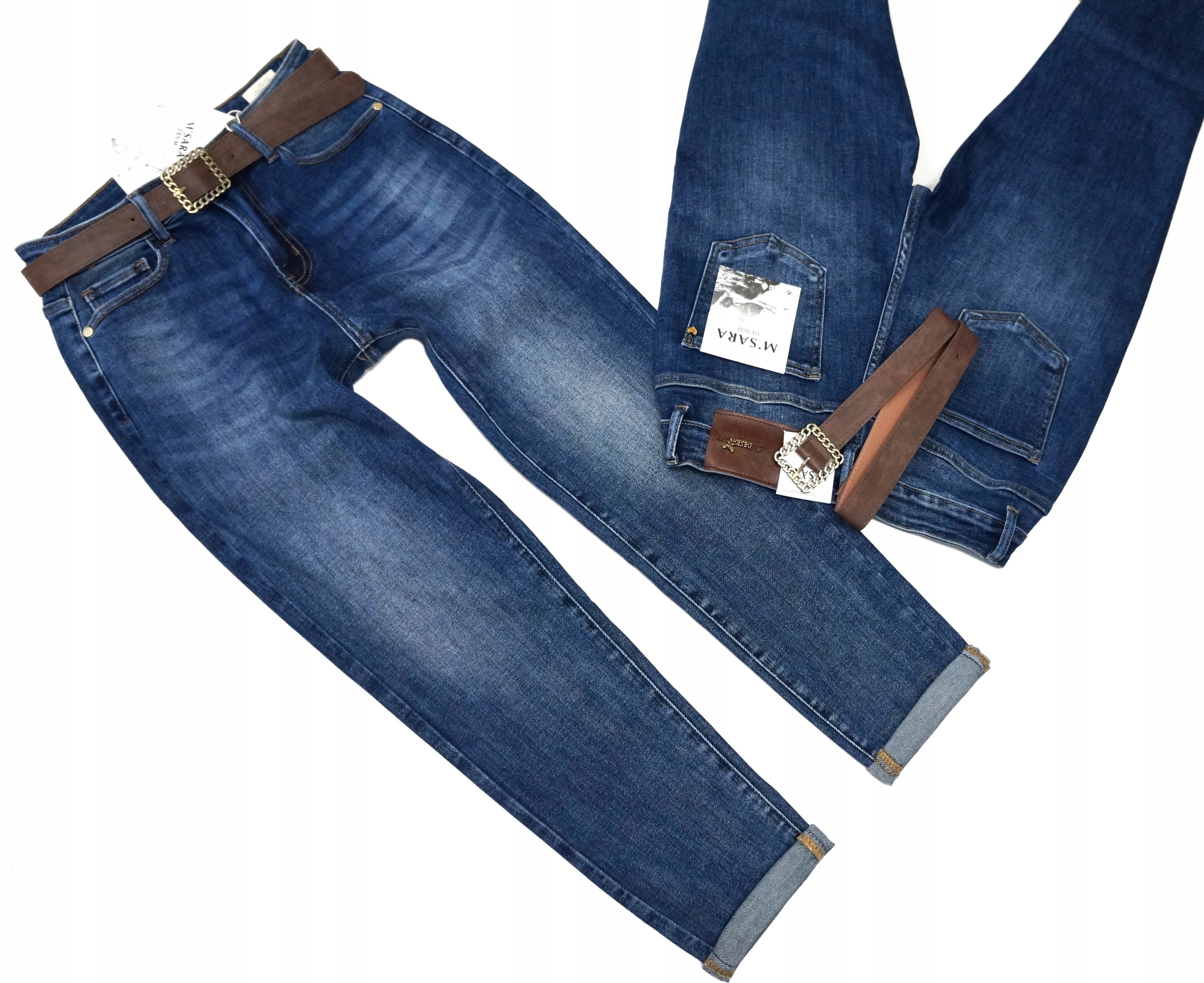 M.sara Dámské džíny Mom Fit Vintage Vysoký stav Denim Elastické 46 3XL