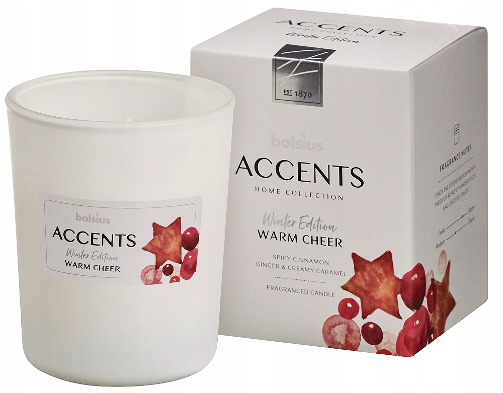 

Bolsius Accents Świeca w szkle 92/76 Warm Cheer