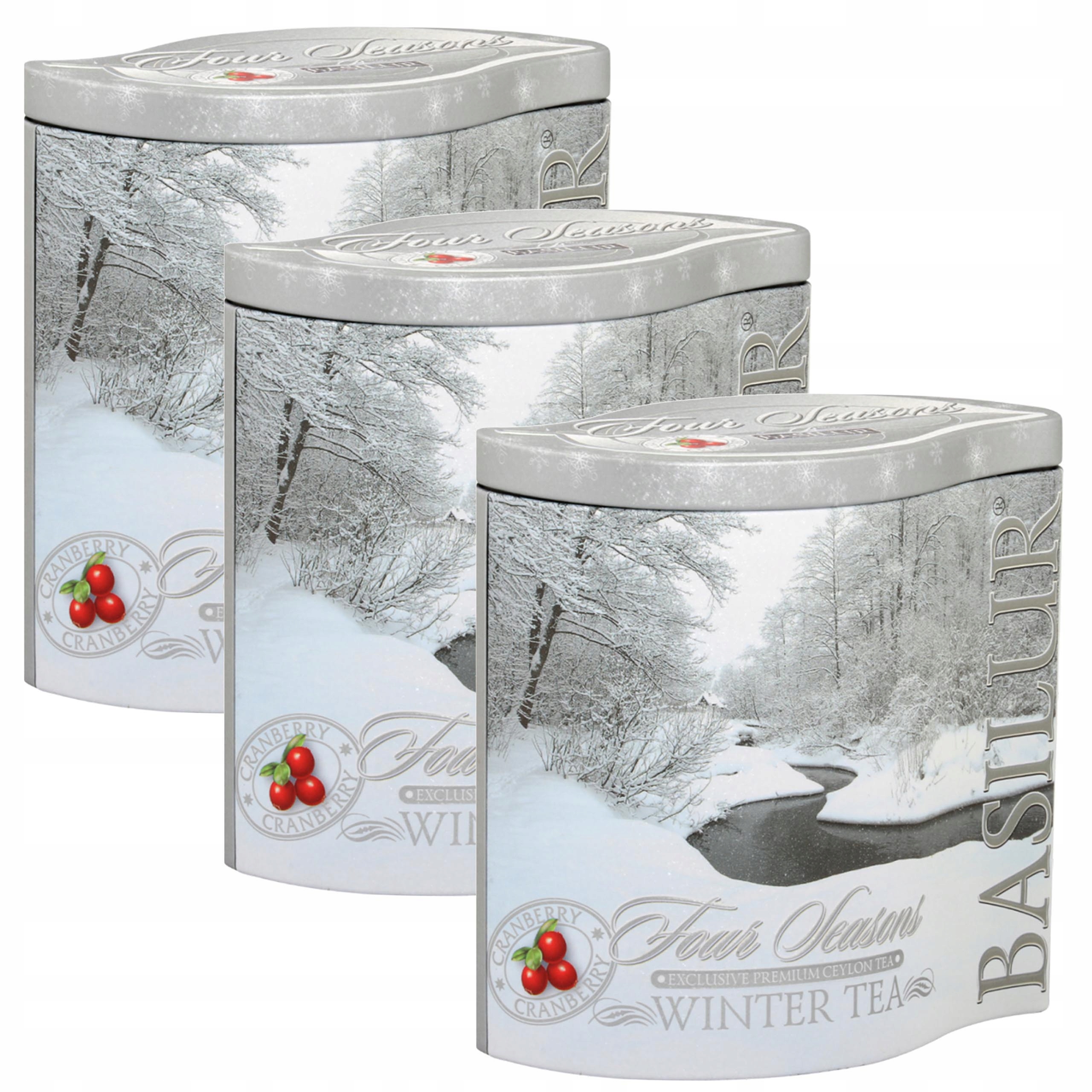 Levně Basilur Zimní Listový černý čaj v ozdobné plechovce, 3 Plechovky