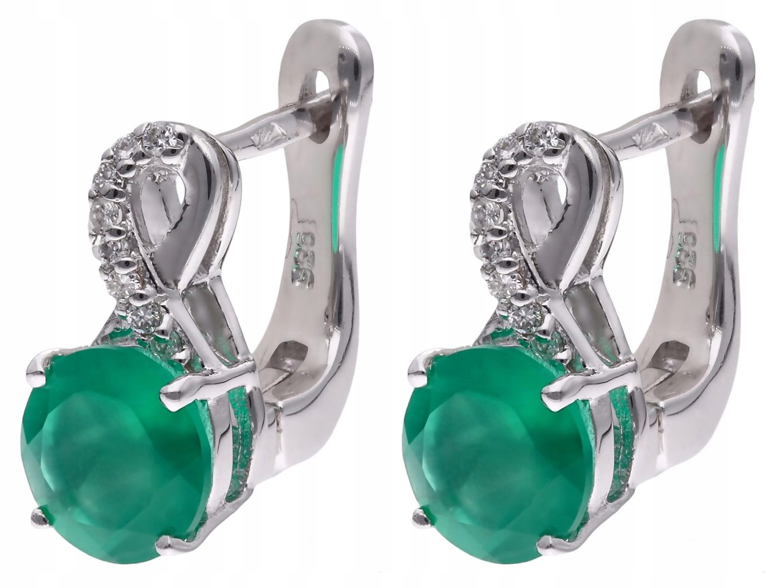 Stříbrné náušnice Ag 925 Achát s diamantem CVD-3441-E-AG