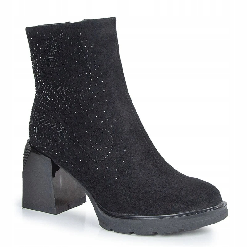 S.barski MR880-130 Kotníkové Boty Sloupek Semišová Kůže Černá 37