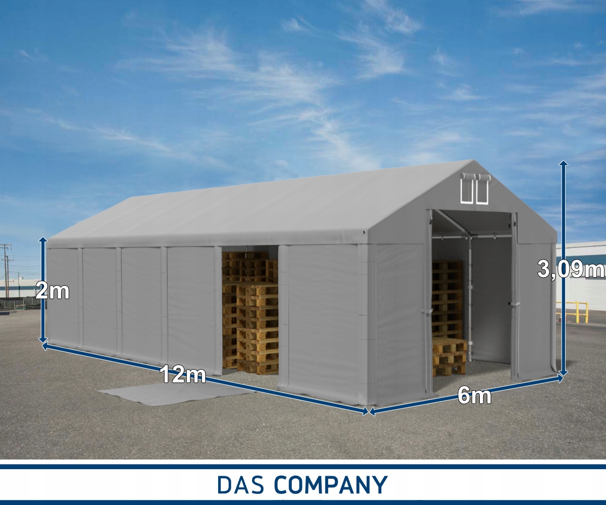 Namiot FIREPROOF 6x12 magazynowy RÓŻNE KOLORY Długość 12 m