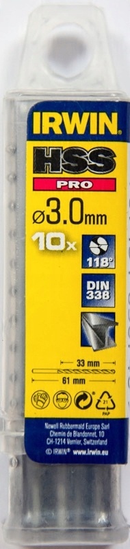 

Wiertło do metalu 3 mm 10szt HSS-Pro Din 338 Irwin