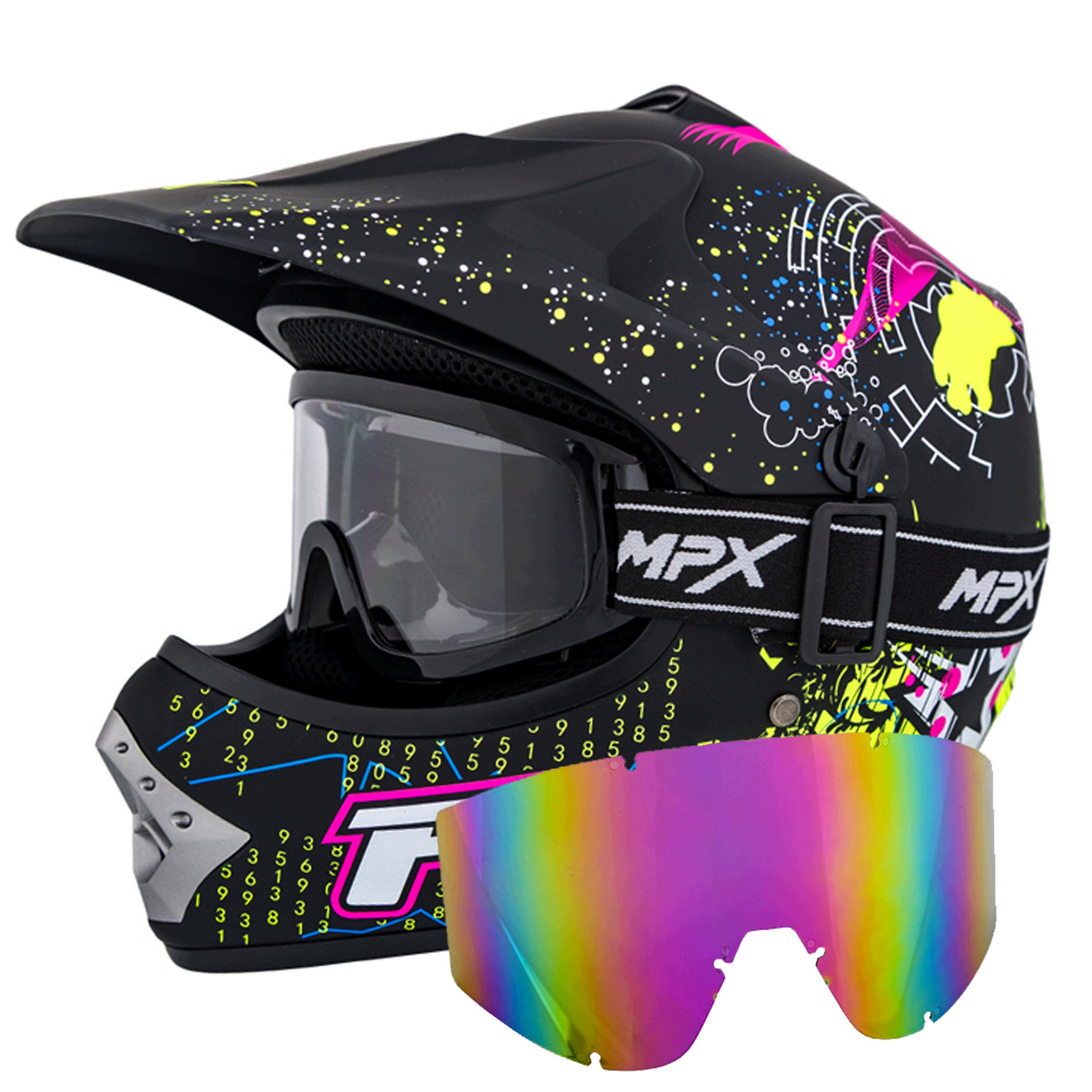 Kask dla dziecka L+Gogle na Quad Enduro Bmx Mtb Cross Hulajnoga L 57-58 cm