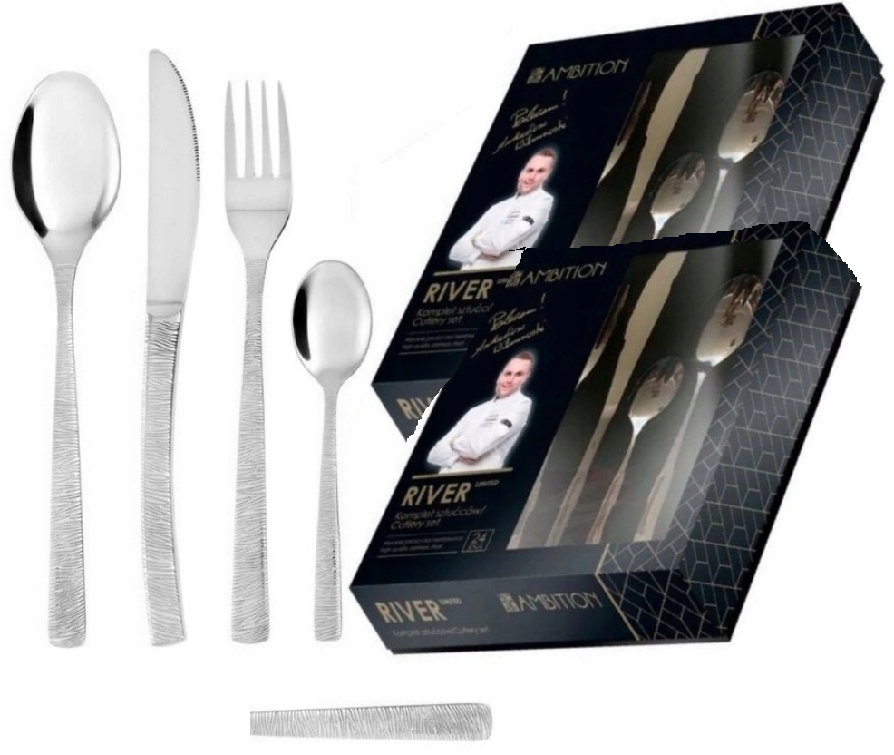 AMBITION 48 MODERN SZTUĆCE RIVER ZESTAW OBIADOWE NOWOCZESNE NA 12 OSÓB 2x24