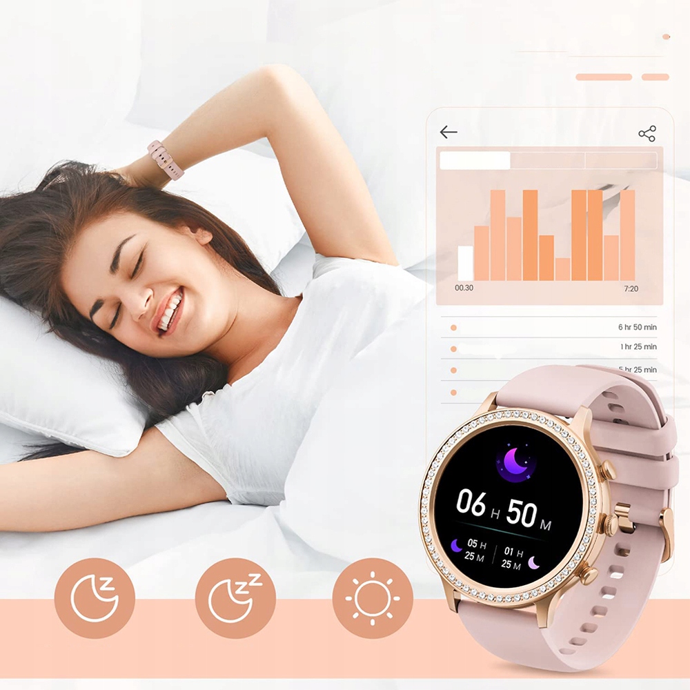 SMARTWATCH DAMSKI SMARTŁOCZ INTELIGENTNY ZEGAREK WIELOFUNKCYJNY ROZMOWY Kolor złoty