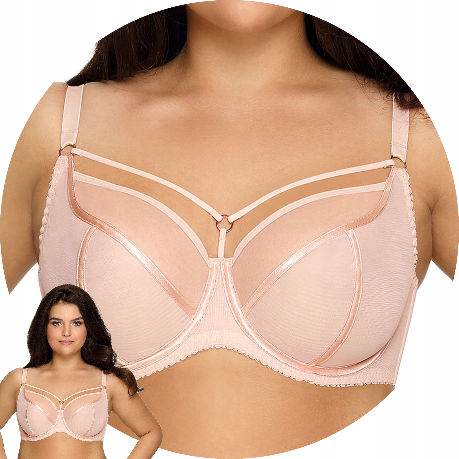 Ava 1923 Protea beżowy ozdobne paski Biustonosz soft 90B Miękki