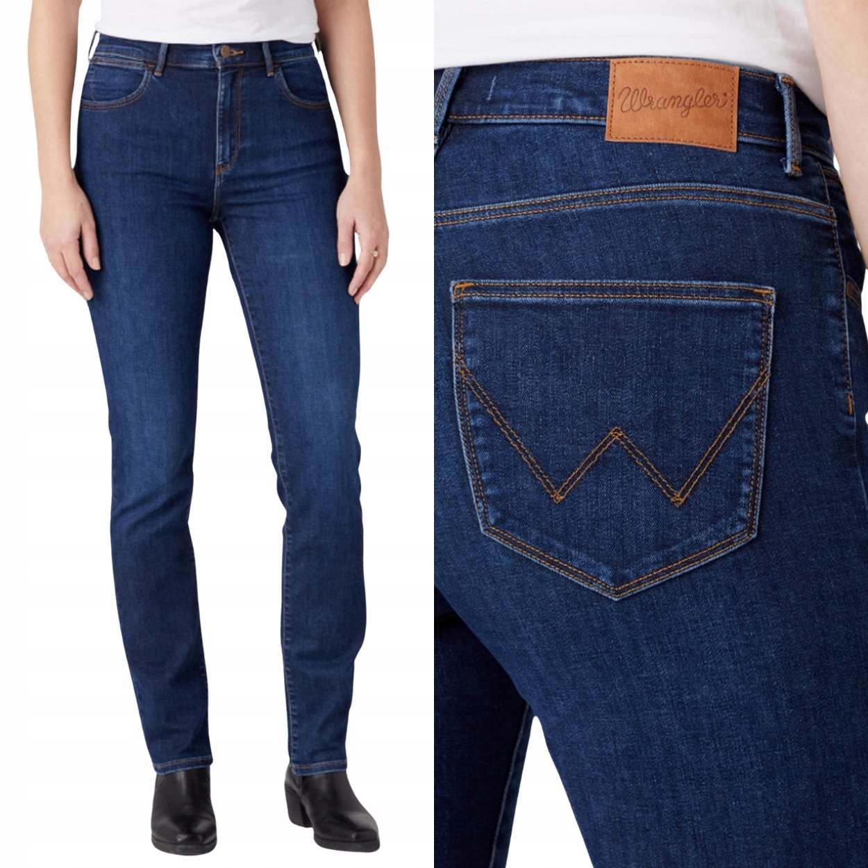 Wrangler Slim Kensington Přizpůsobené Jednoduché Vysoký Stav Tmavý Džín W27 L32