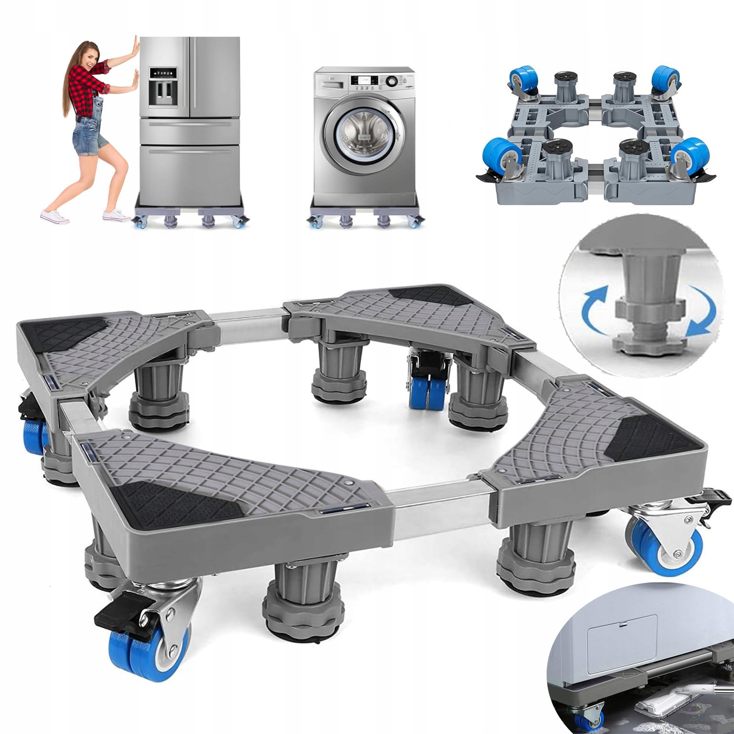 Stojak Pod Pralkę Lodówkę Ciężkie Rzeczy Antywibracyjny Regulowana Wysokość