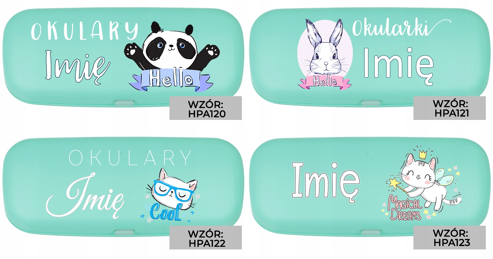 Etui Miętowe Na Okulary DZIEŃ DZIECKA IMIĘ WZORY Płeć uniseks