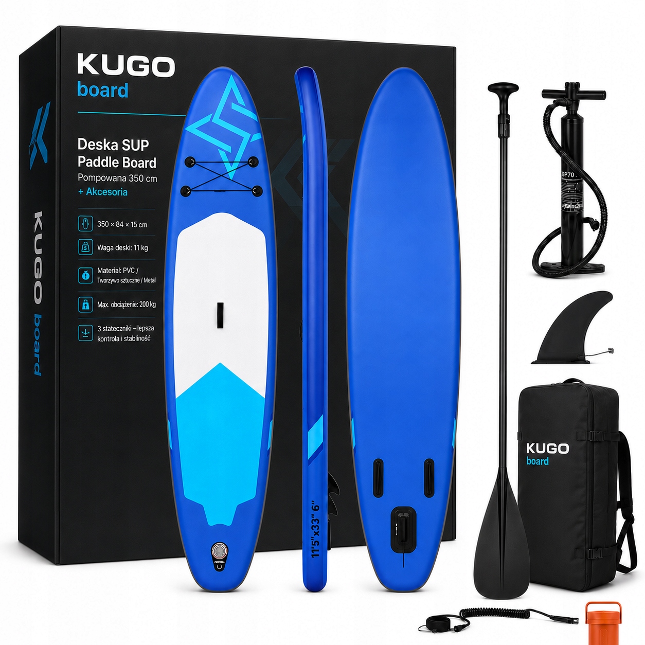 Deska Sup Paddle Board do Pływania Pompowana Standu Up Akcesoria 350 cm