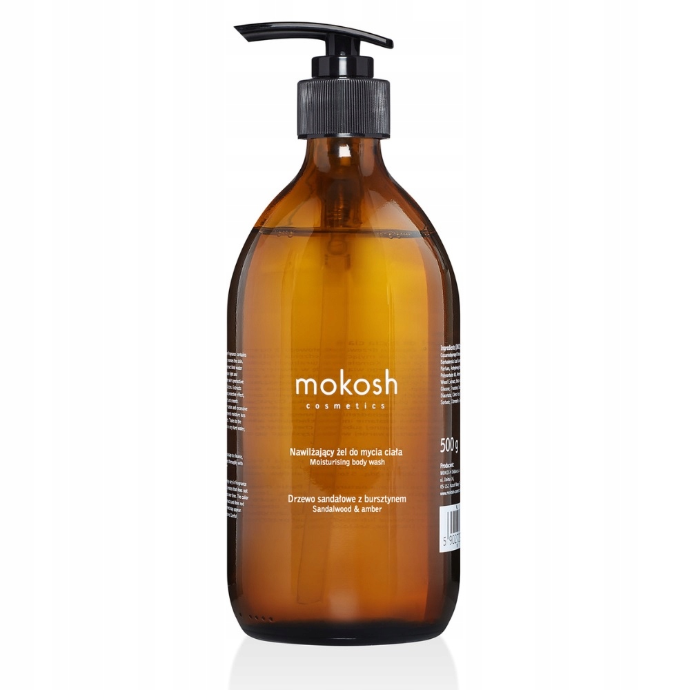 Mokosh, hydratační gel na mytí těla Santalové dřevo s jantarem, 500 ml