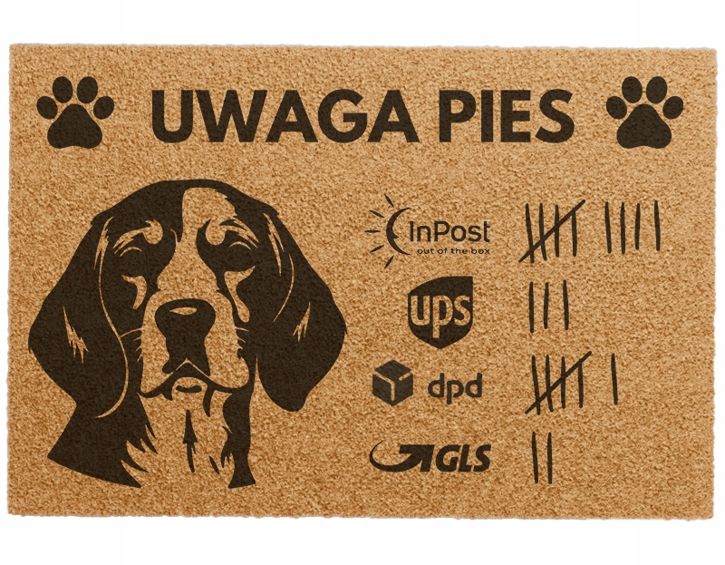 Wycieraczka Wejściowa Pod Drzwi Śmieszna Z Nadrukiem Grawerem Kurier Pies
