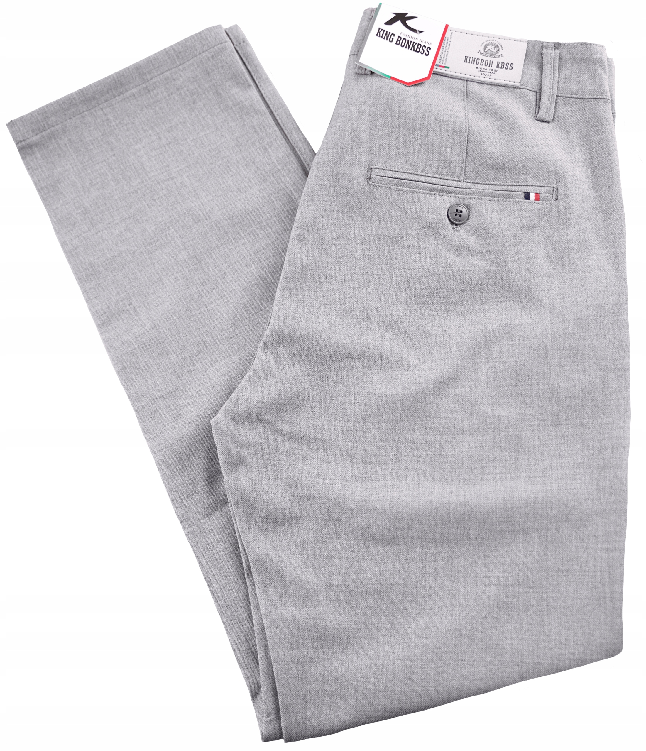 Spodnie Męskie Wizytowe Chinosy Jasne Siwe Do Koszuli W33 L32 Pas 86-88 CM