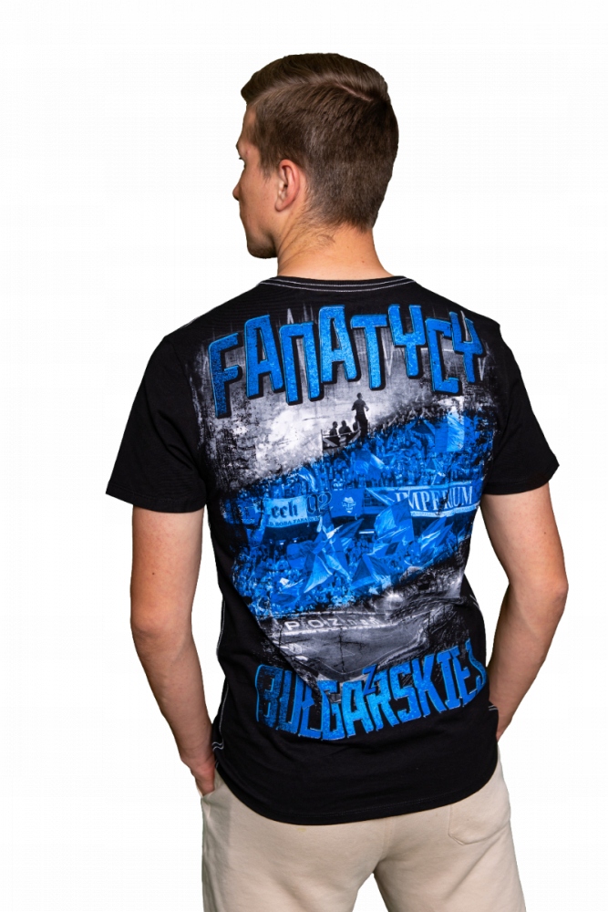 KOSZULKA LECH POZNAŃ FANATYCY Z BUŁGARSKIEJ CZARNA L Rękaw krótki rękaw