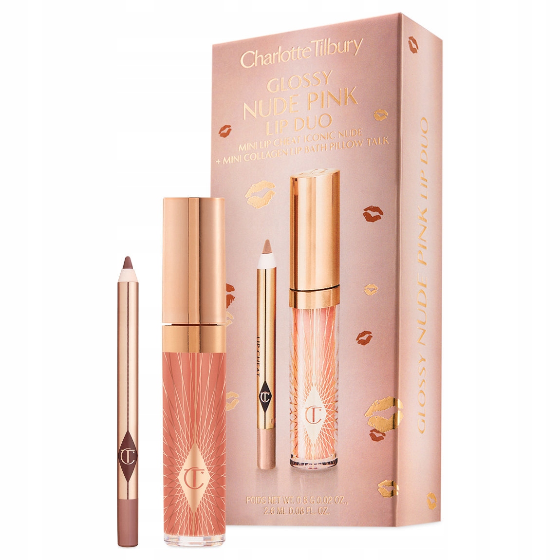 Charlotte Tilbury Zestaw do ust Glossy Nude Pink Błyszczyk Konturówka
