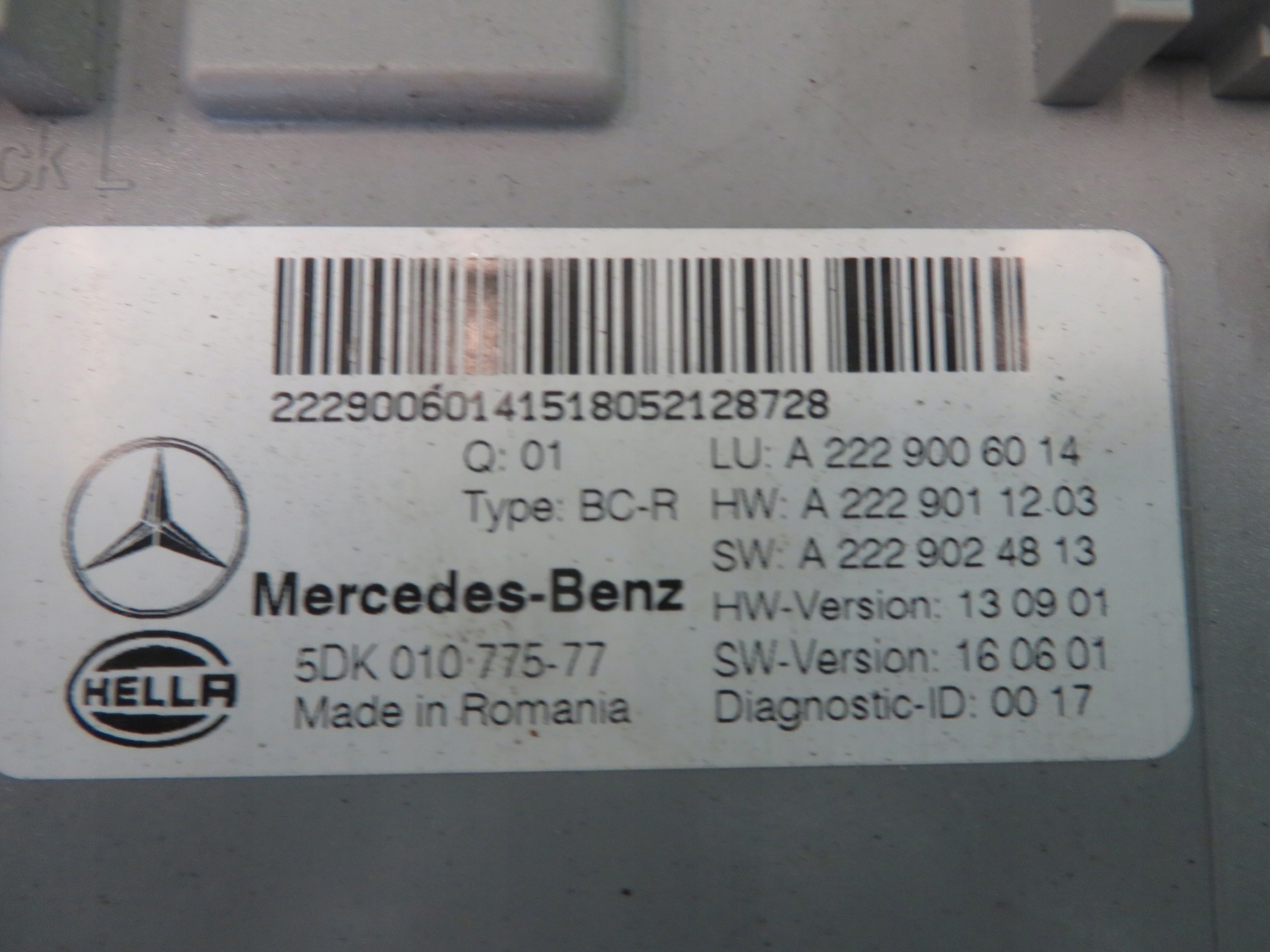 module control unit SAM MERCEDES W205 C KLASA 18R A2229024813