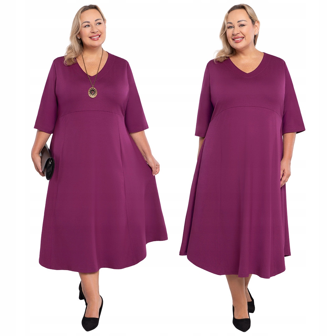 Fioletowa rozkloszowana sukienka plus size rozmiar 56/58