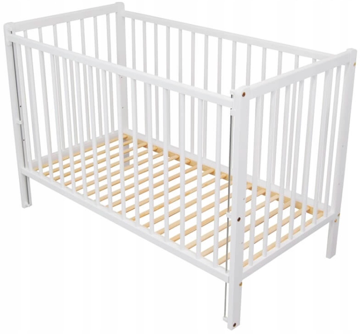 BIAŁE DZIECIĘCE NIEMOWLĘCE ŁÓŻECZKO OPUSZCZANY BOK 120x60 CM MARCIN