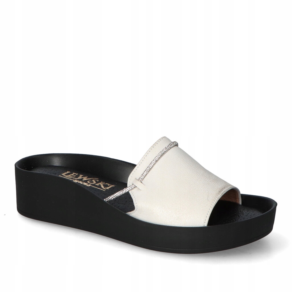 Dámské Nazouváky Lewski Zlaté Přetíratelné Zirkony Kožené 36