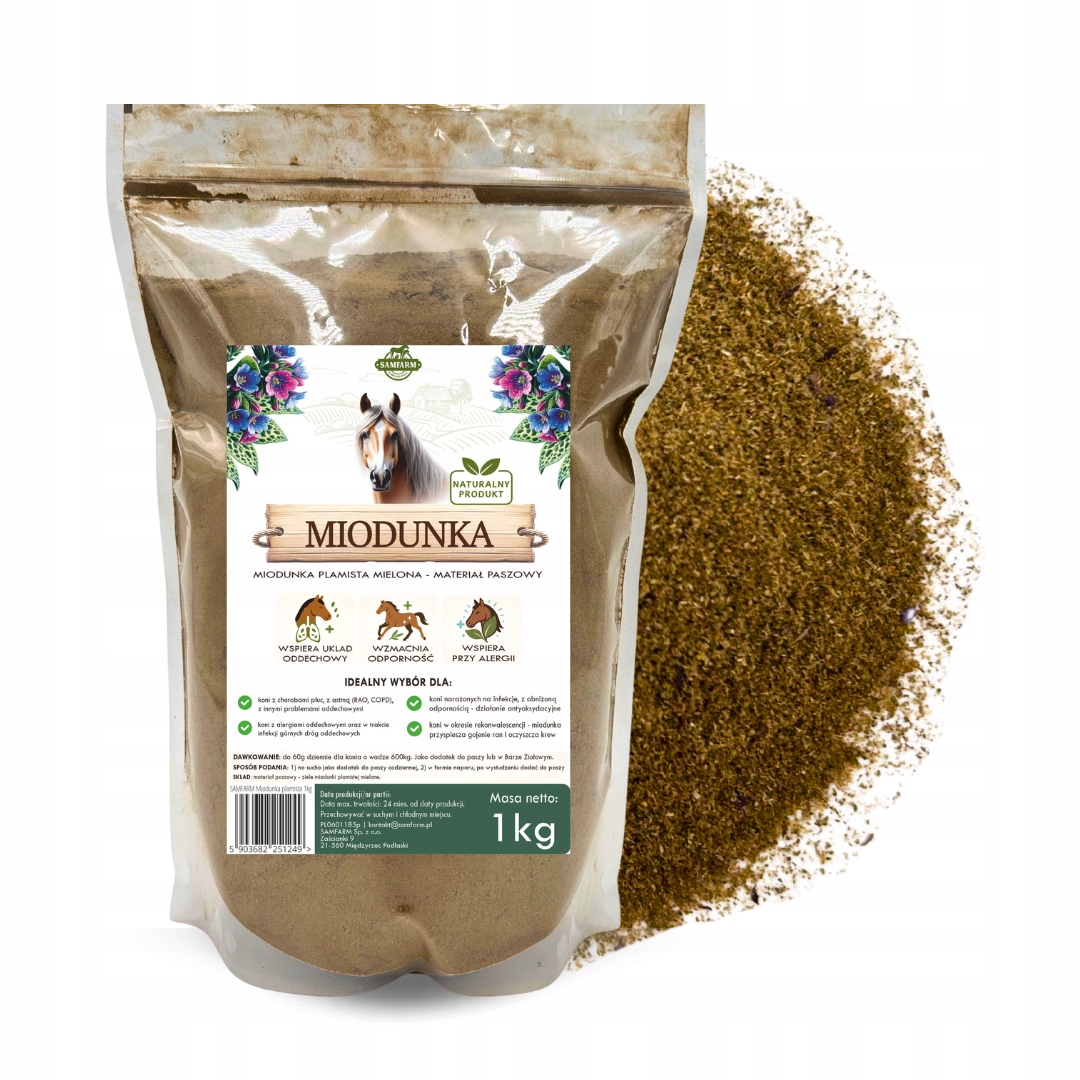 Miodunka plamista dla koni 1kg zioła na kaszel dla koni Samfarm