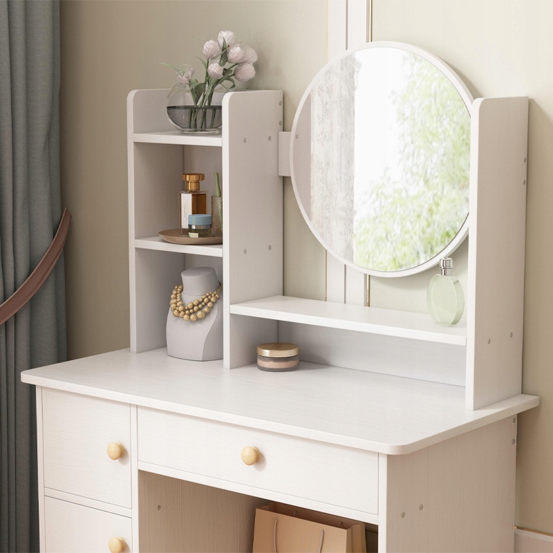 Schminktisch mit Spiegel und Schubladen, weiß, für glamouröses Make-up im skandinavischen Stil, Marke ohne Markennamen