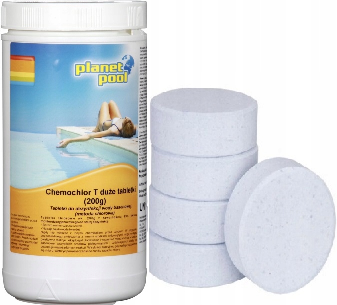 1kg SZYBKIE TABLETKI CHLOR BASENU 200g JACUZZI CHEMIA BASENOWA CHEMOCHLOR T