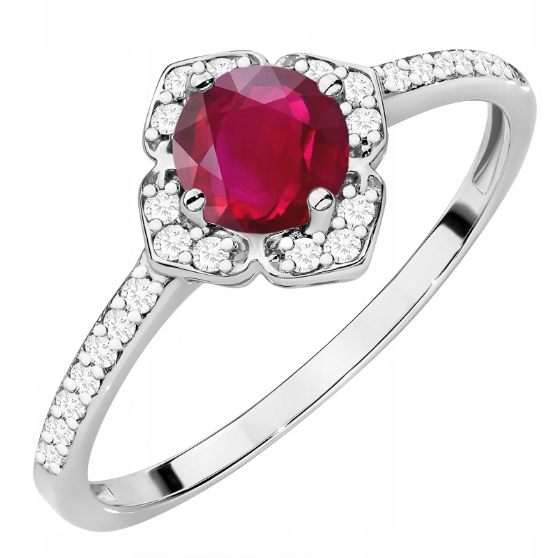 Zlatý Prstýnek pr. 585 14k s brilianty a Rubínem 0,60ct