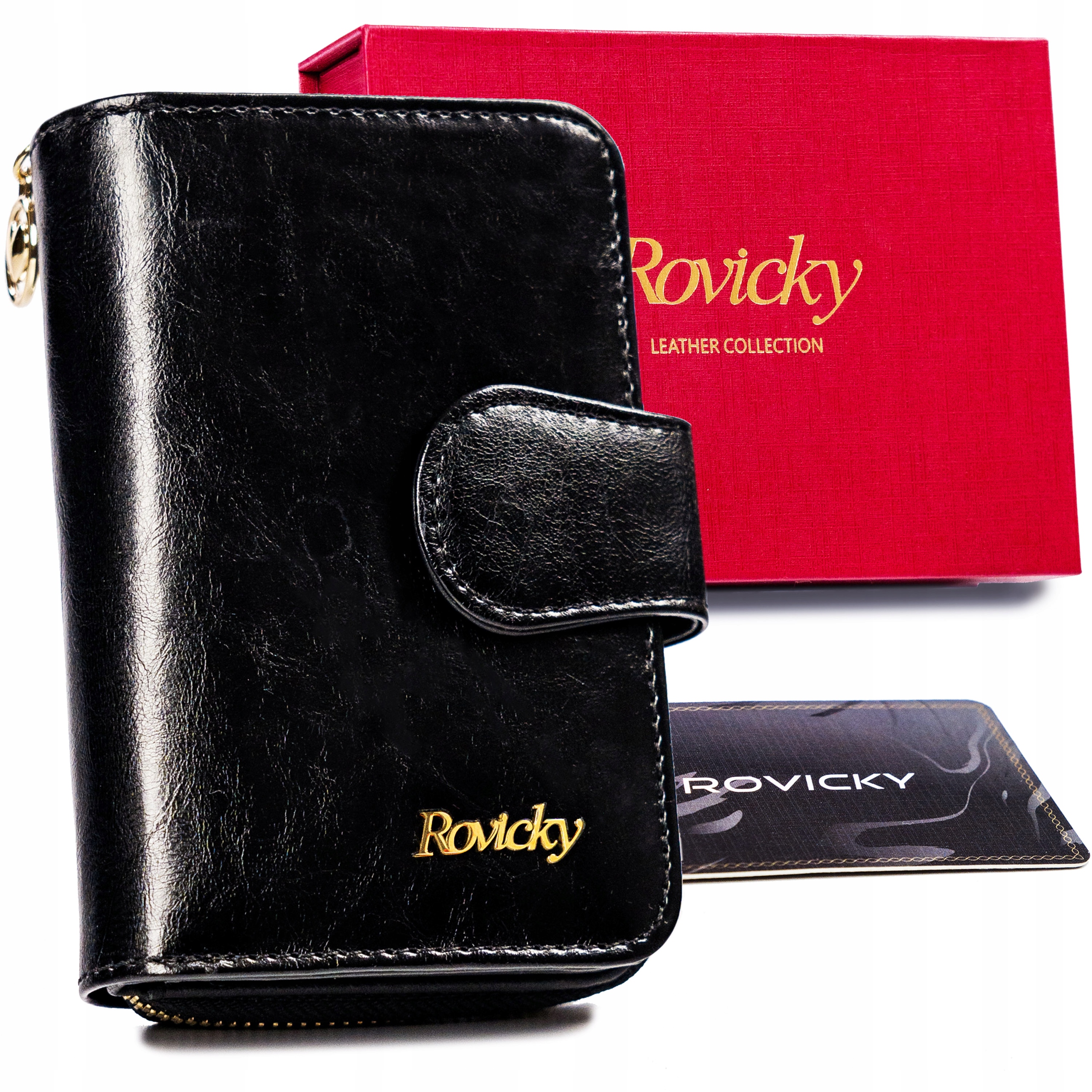 

Rovicky damski portfel skórzany skóra pojemny Rfid